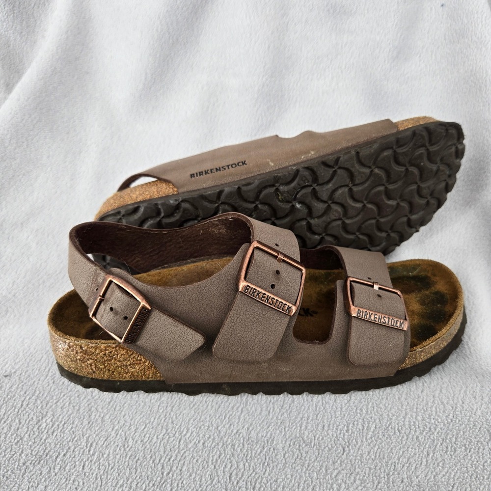 Birkenstock Milano Womens 40 Brown Birko-Flor Strappy Slingback Sandals Boho